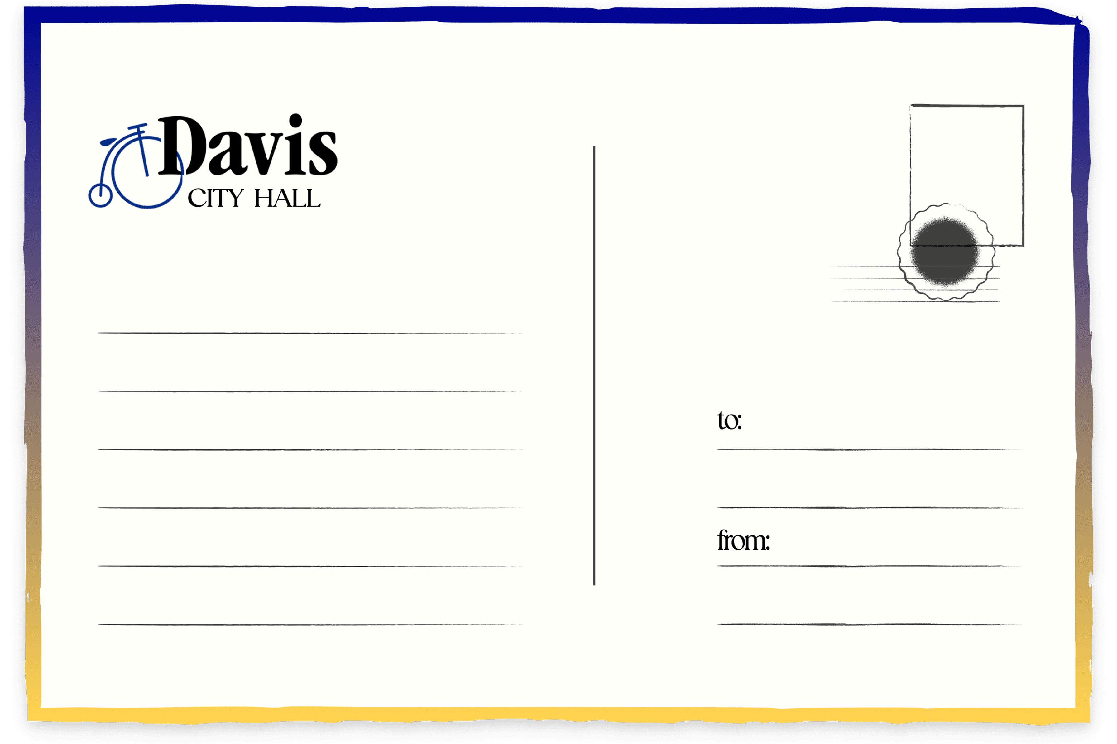 Davis City Hall postcard design for the Postcard Station concept